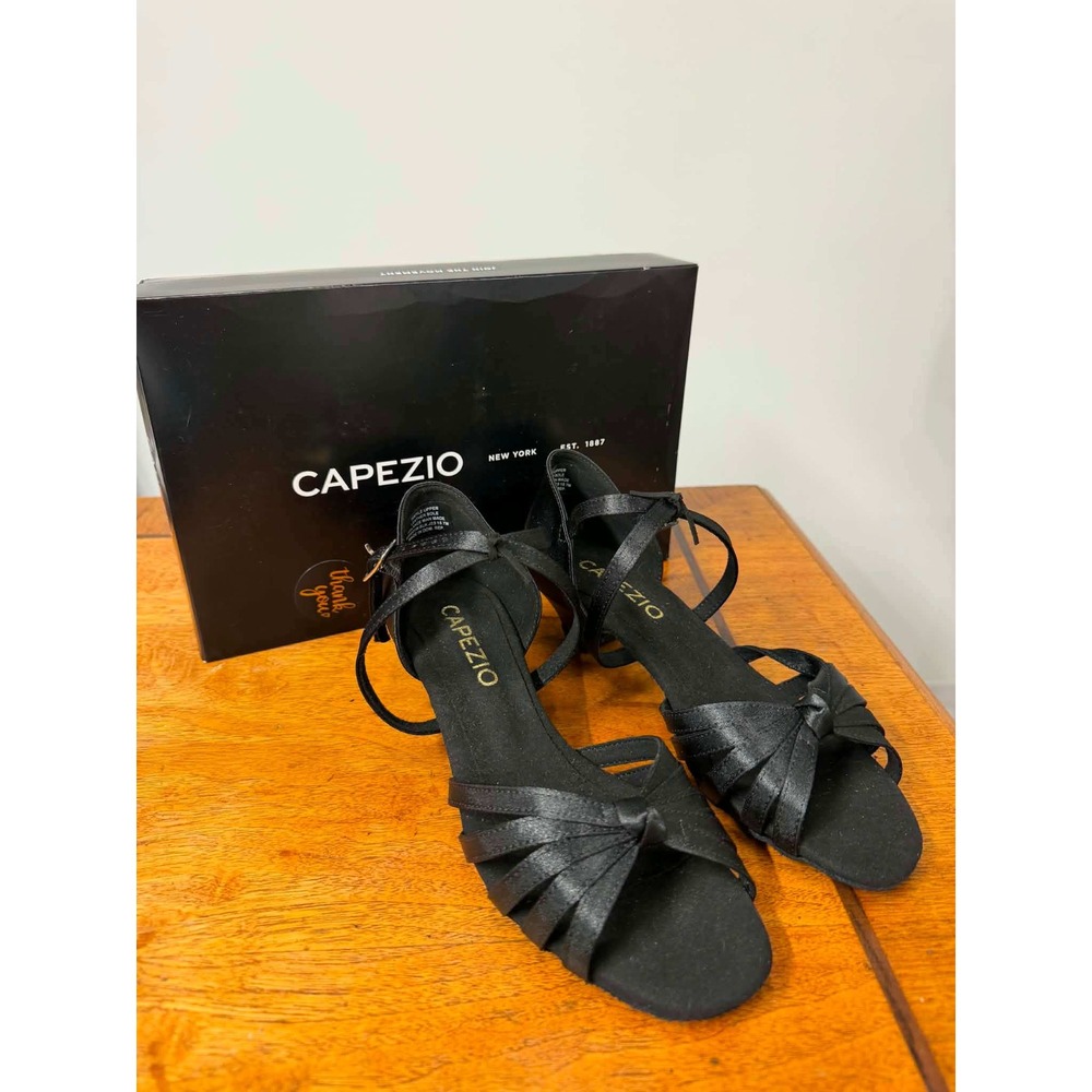 New Capezio Women 7M Silvia BR4001W Black Satin Ballroom Dance Shoes Low Heel